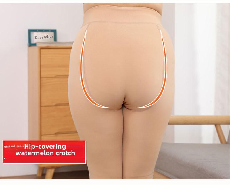 Enhanced Bare Leg Look Thick Nylon One-Piece Pantyhose with Stepping Socks for Fall & Winter (Plus Size)