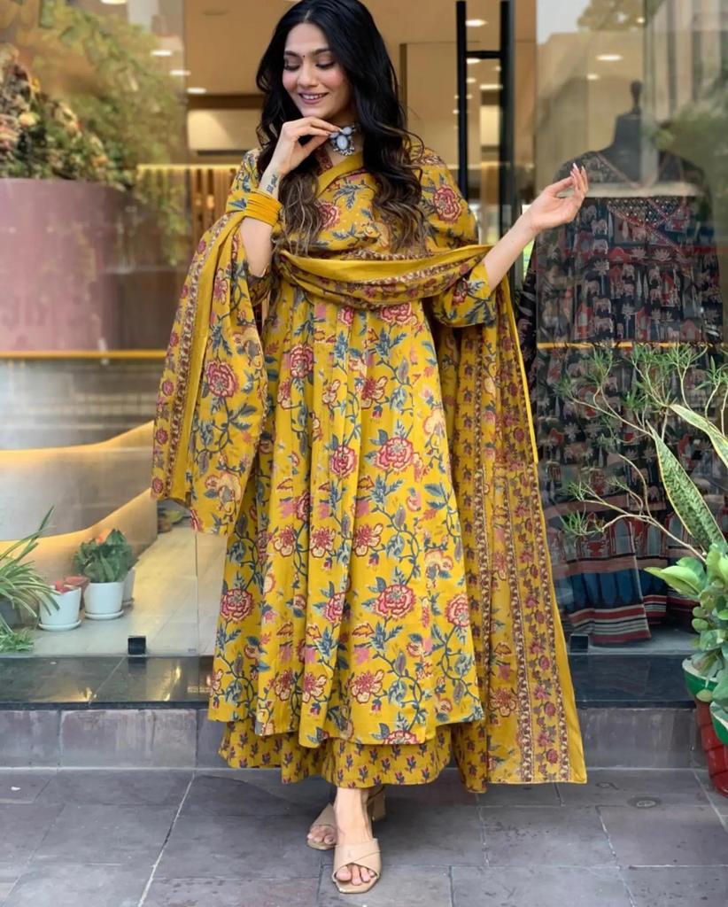 Women Designer Anarkali Kurta Pant Dupatta Set Indian Bollywood Salwar Suit Dress