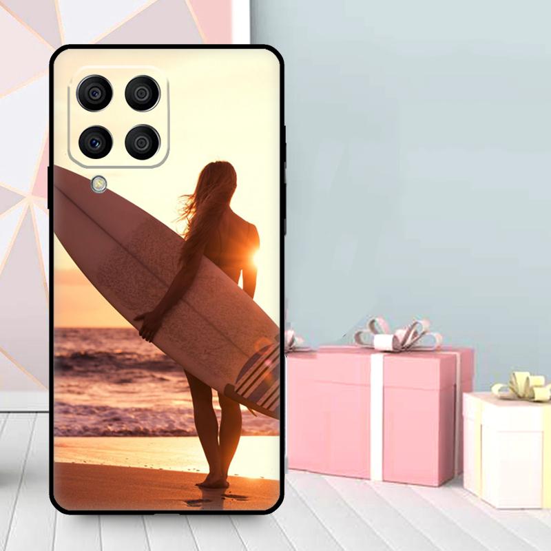 HAWAII BEACH SURF GIRL SURFING ART Case For Samsung Galaxy M36 M12 M52 M06 M16 M56 M33 M15 M55 M31 M13 M14 M53 M32 M35 M34 M54