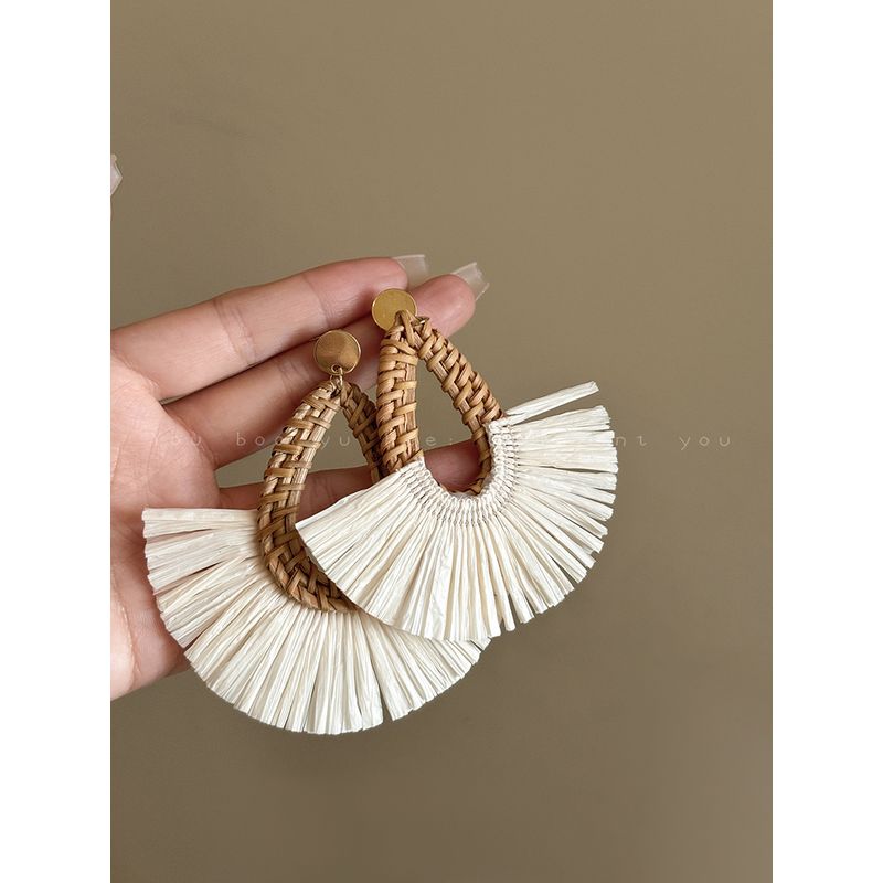 

Rattan Women s Retro Seaside Jewelry Earrings Holiday wind earrings-Silver Needle