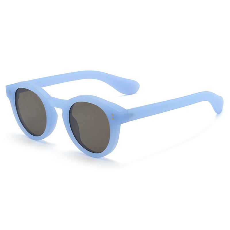 

Clear Lens Lens Candy Color Sand Frame Round Sunglasses for Women Men Punk Sunglasses UV400 Vintage Retro Rivets Decoration Trending Sun Eyeglasses as picture