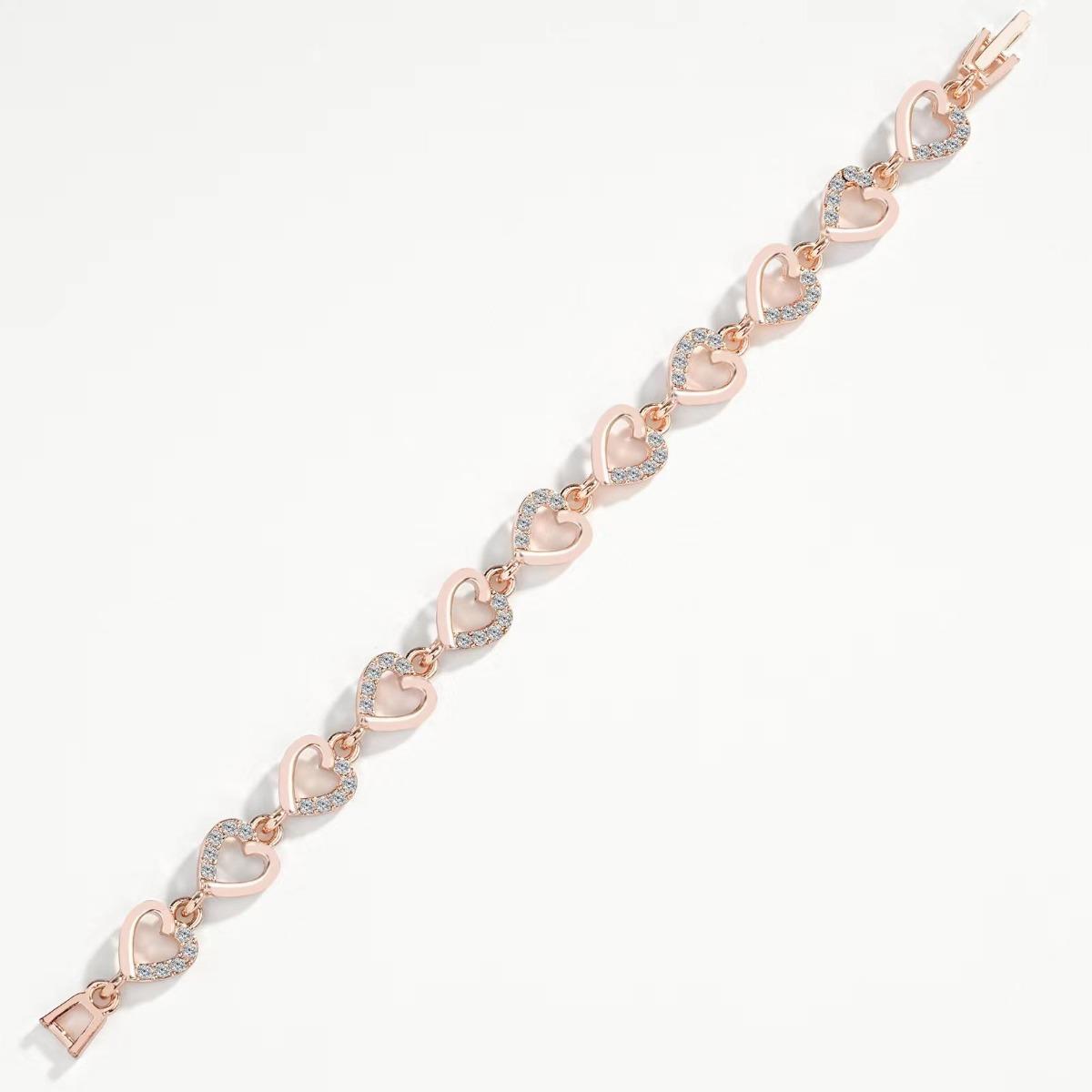 

Аксессуары для браслета с персиковым сердечком из циркония, подчеркивающие темперамент и универсальные женские украшения розового золота