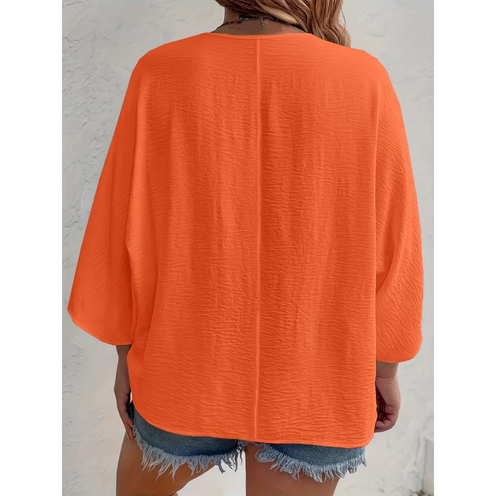 2025 Neue Mode Übergröße Damen Tops Lockerer V-Ausschnitt Langarm T-Shirt Frühling Sommer Elegant Einfarbig Lässige Bluse