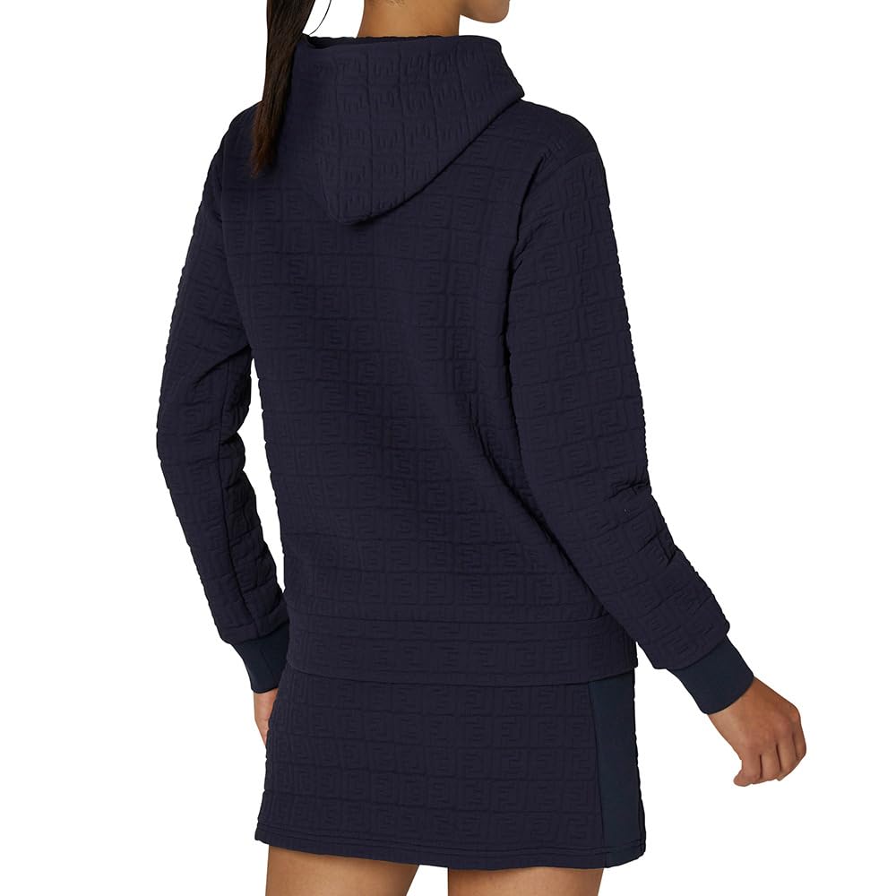 FootJoy FJ Quilted Long Sleeve Pullover Size L Hoodie, Navy, Women's, (FJW-F24-M04, 32303-L)