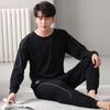 Pajamas men's autumn long-sleeved pure cotton fashion letters men's casual sports cotton loungewear suit can be worn outside