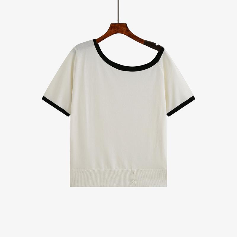 

Летняя женская асимметричная трикотажная блузка с открытым плечом, стильного дизайна, с коротким рукавом, модная женская одежда, элементы уникального дизайна XXXL абрикосовый света