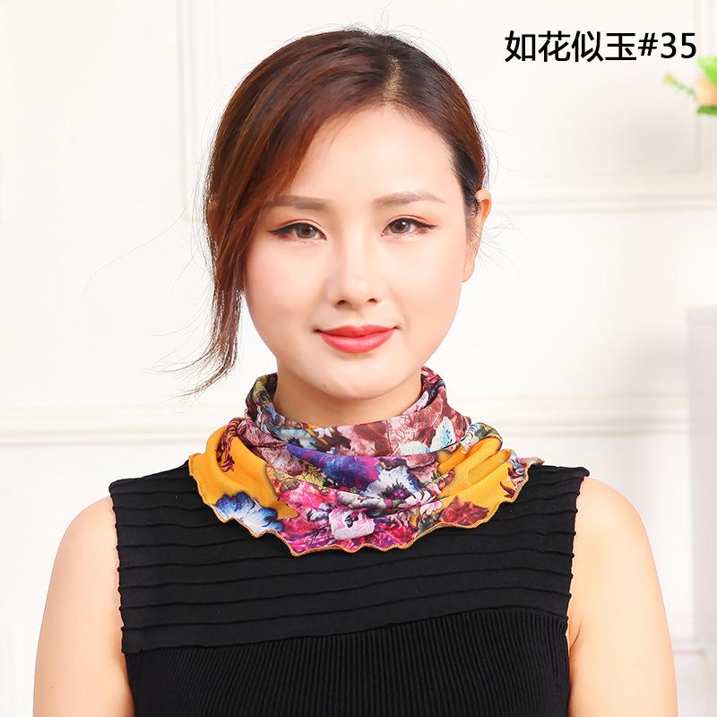 

Маленький шелковый шарф, весенний и летний свитер, шарф с имитацией воротника, женский сетчатый шейный платок для танцев, универсальный шарф W18
