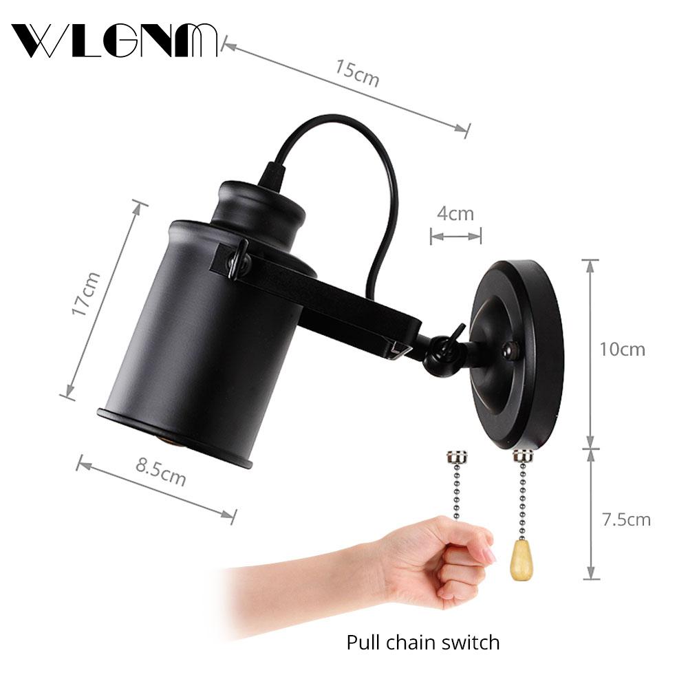 Retro Vintage Wall Lamp Light With Switch Decor For Bedroom Living Room Hall Bed Side Adjustable Antique Rustic Led Lights Lamps