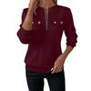Women's Fashion Long Sleeve Solid Color Pullover Casual Zipper Sweatshirt