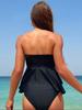 Women's Solid Color Ruched Strapless Bikini Cover-Up Two-Piece Set