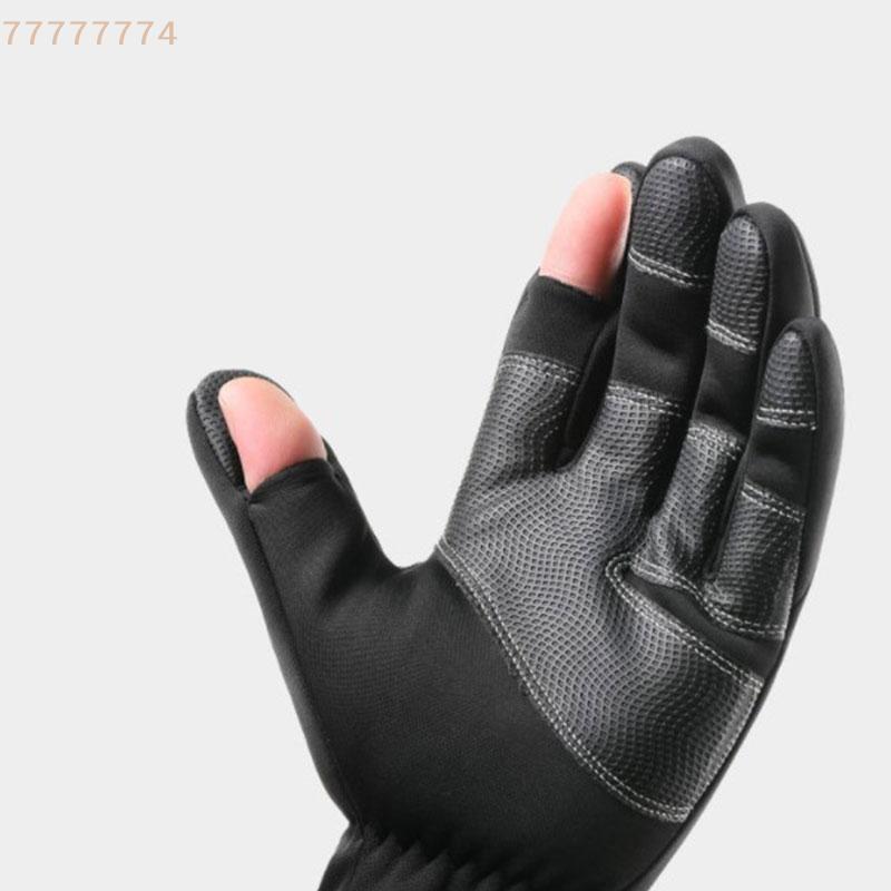 Winter Fishing Gloves 2-Finger Flip Waterproof Windproof Cycling Angling Gloves for Outdoor Sports
