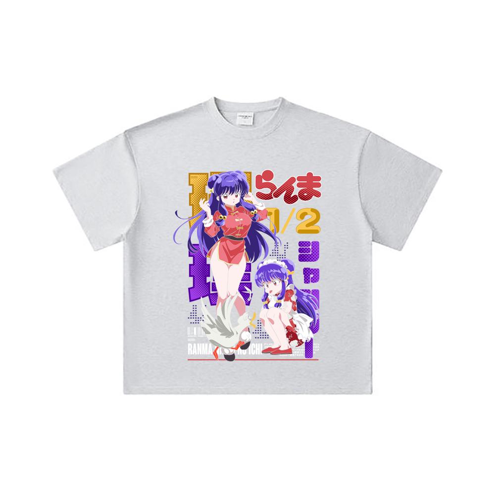 260 GSM Double Yarn 32 Count 100% Cotton Ranma 12 V4 Shampoo Print Unisex Heavy Cotton T Shirt