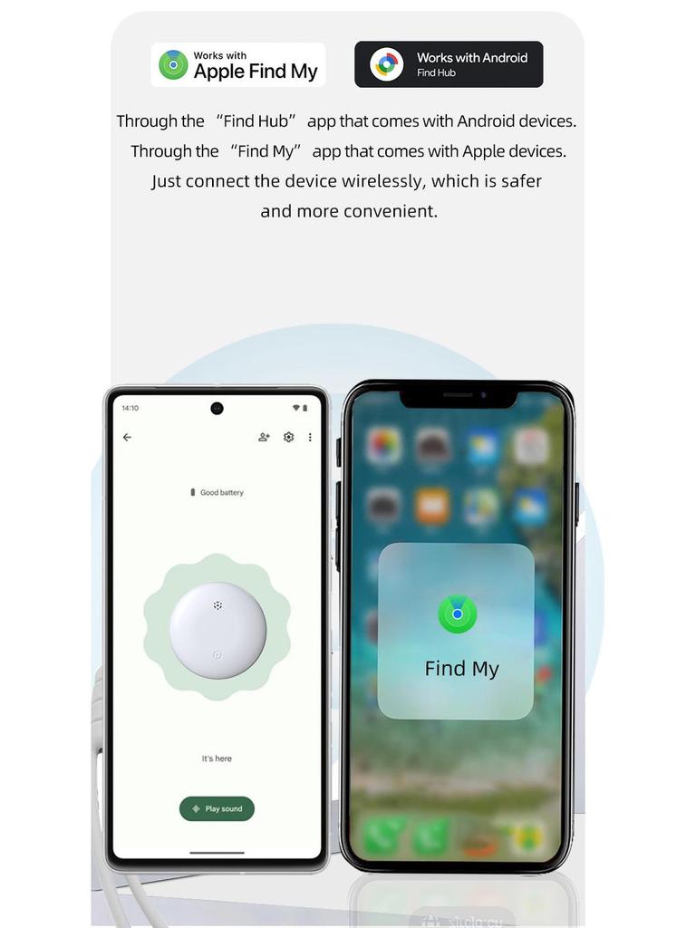 Dual-System Global Locator: Compatible with Apple AirTag & Android for Anti-Loss Tracking.