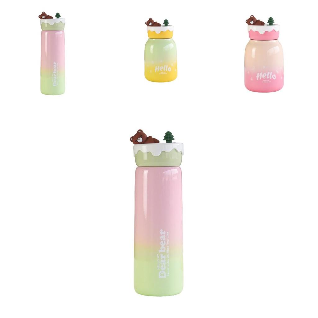 Niedlicher fauler Bär 304 Edelstahl Isolierbecher Große Kapazität Bouncing-Becher mit Strohhalm