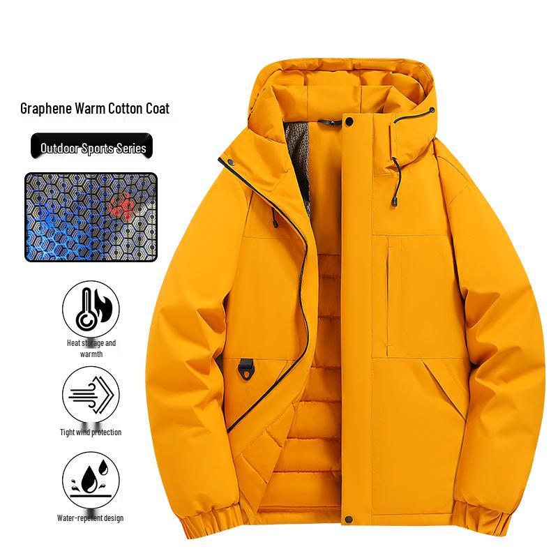 Graphene-Lined Men's Windproof Winter Jacket: Thick, Warm, Waterproof Outdoor Coat
