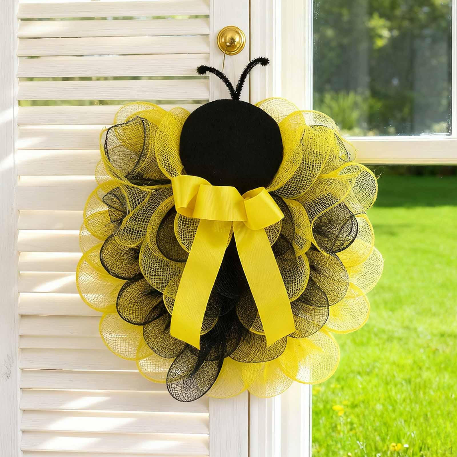

Spring Wreath Front Door Indoor Hanger 17inch Ornament Party Bee Welcome Sign Garland for Living