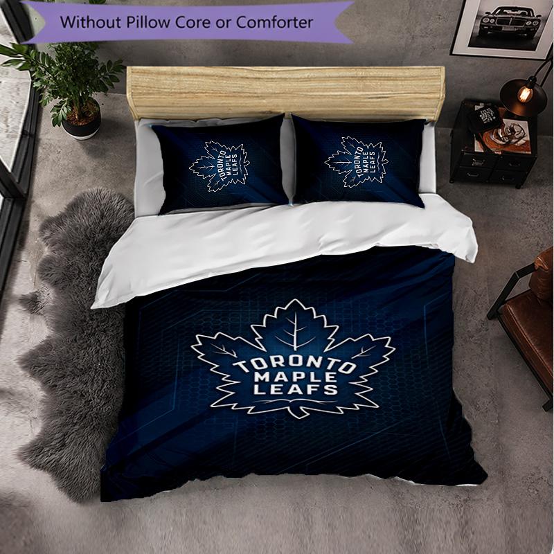 Set Biancheria da Letto 3 Pezzi in Microfibra con Motivo Toronto Maple Leafs Decorativo Copripiumino per Camera da Letto Uso Domestico