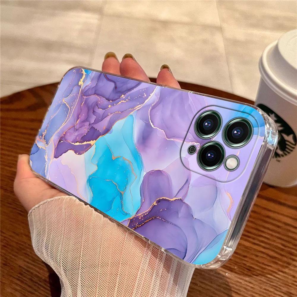 Watercolor Abstract Marble Pattern Case For Apple iPhone 17 16 15 14 13 12 11 Pro Max 16 Plus 16E 17Air 17Pro Phone Cover Funda