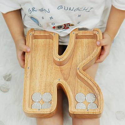 Piggy Bank for Kids, Large Personalized Wooden Letter Piggy Bank , Alphabet Letter Coin Banks, Money Savings Box