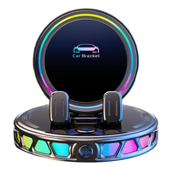

Wireless Charging Car Phone Mount with RGB Ambient Light 15W Phone Magnetic Charger Stand Vacuum Suction Cellphone Charging Holder Car Accessories чёрный