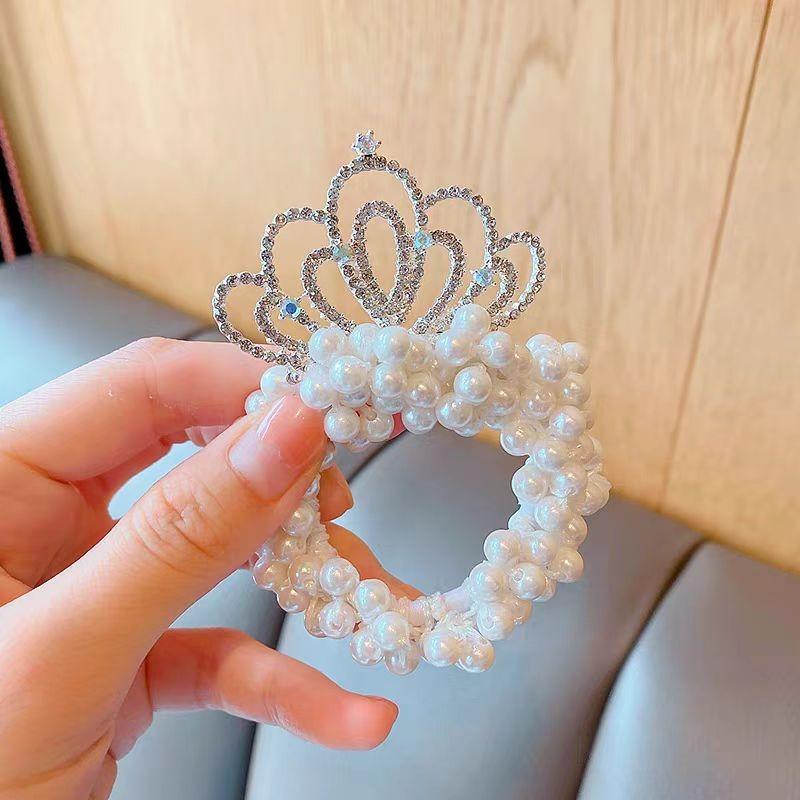 Sweet and Romantic Style Children's Updo Head Ponytail Princess Crown Headpiece Imitation Pearl Fashion Exquisite Headband