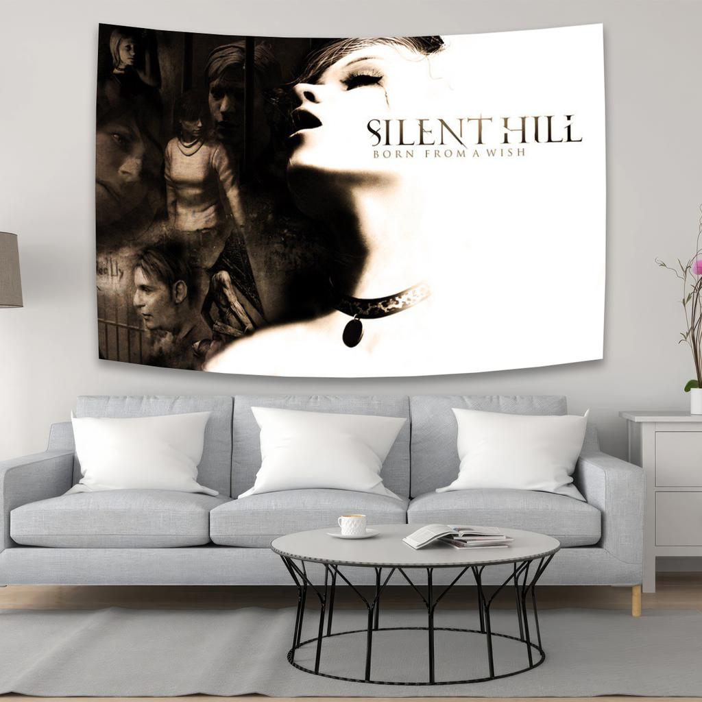 Mysterious Silent Hill Dream Tapestry Ins Style Ink Art Wall Hanging for Bedroom Living Room Game Theme Decorative Decor