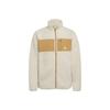 Colorblock Fleece Warm Logo Sports Stand Collar Jacket for Men, Off-White HI1186