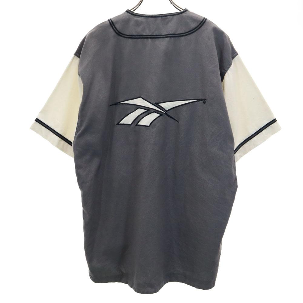 Reebok 90s Old Short Sleeve Baseball Jacket M Charcoal Gray Men's Used