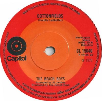 Disque 7 pouces BEACH BOYS - Cottonfields CL15640 Capitol Records 1970 Royaume-Uni Rock Occasion
