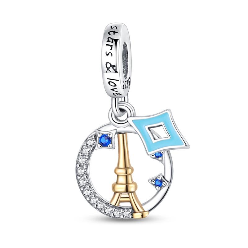 Copper Cross Birthday Stone Silicon Stop Charms Bead Dolphin Horseshoe Pendant For Original Bracelet Women Jewelry