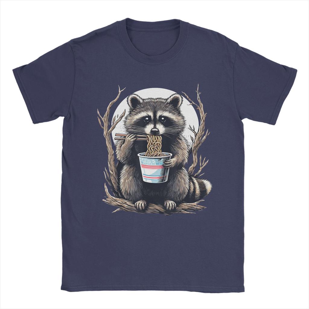 Raccoon Eating Instant Noodle Cup Funny Gifts For Women Unisex T Shirt Summer Cotton T Shirts For Adult Pattern Tee Shirt Clothing