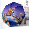 Pooh Bear, Lantern Festival Automatic Opening and Closing Umbrella - 8 Ribs Portable Folding Umbrella with Plastic Handle, Suitable for Leis