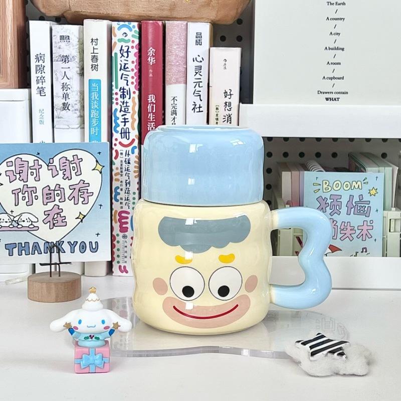 Milk Fufu Funny Clown Cup High Value Cute Ceramic Mug with Lid To Give Girl Girlfriend Birthday Gift