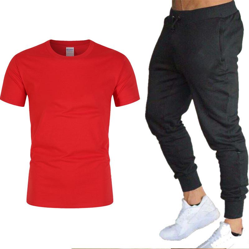 Men's Short Sleeve T-Shirt & Long Pants Two-Piece Set - Spring Collection