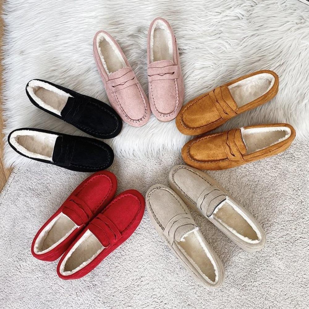 Fashion 2025 Winter Women's Shoes Comfortable Flat Loafers Short Casual Women's Anti-slip Bottom Warm Women's Oxford Shoes
