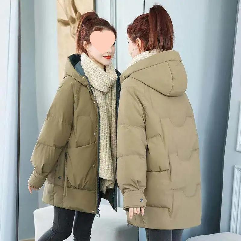 

Женское полупальто средней длины в корейском стиле с хлопковой подкладкой – Модное свободное пальто-парка с утолщением для студентов XL 130-145 jin хаки