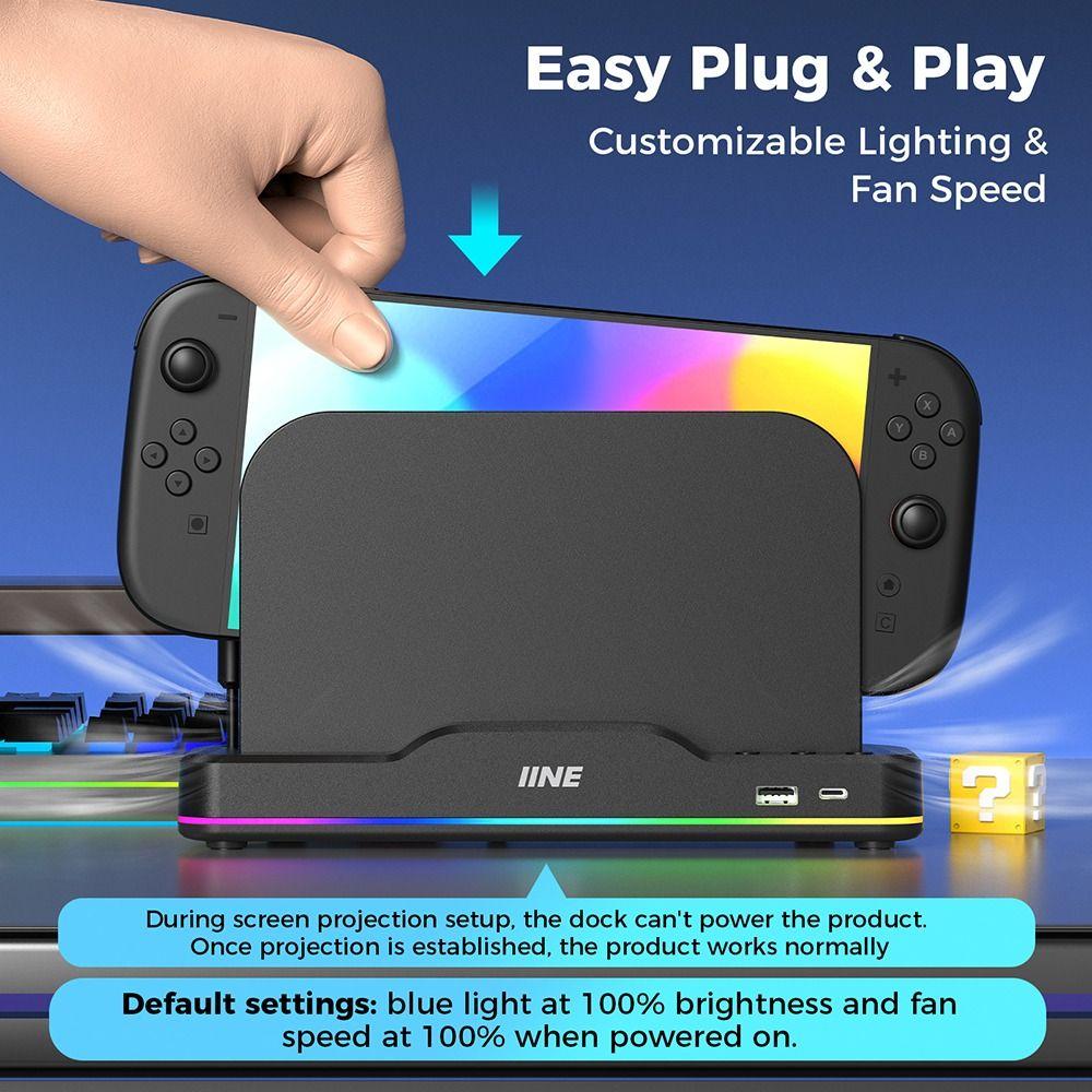 Plug-and-Play Expansion Base Three Gears Wind Speed Cooling Fan Dock for Switch 2 Game Accessories