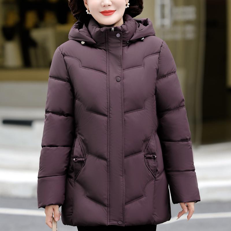 

Зимние пальто для женщин среднего возраста с капюшоном, элегантные, толстые, теплые, больших размеров, парки, женские куртки 6XL фиолетовый