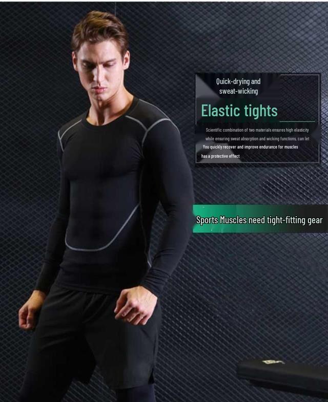 Herren Herbst/Winter Basketball Langarm Fitness Tights - Atmungsaktive, Hochelastische Basisschicht zum Laufen und für Sport