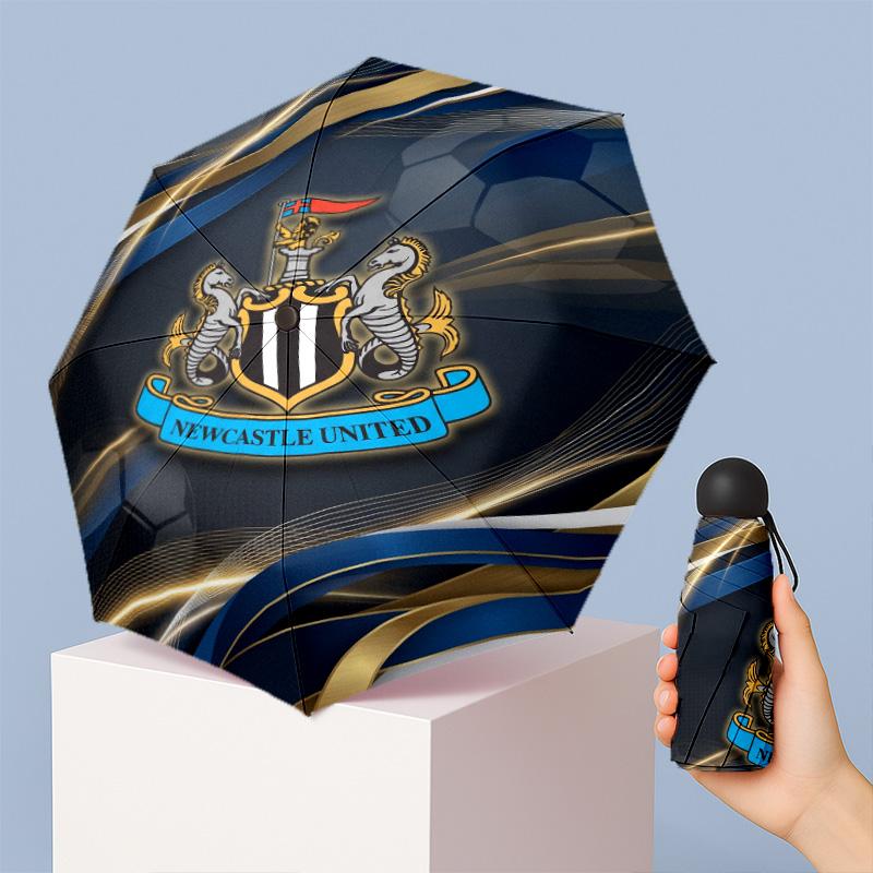 Newcastle United Football Pattern Printed Mini 5 Folds 8 Ribs Compact Umbrella Windproof Waterproof Lightweight Portable Folding