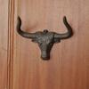 Yousheng 1/2Pcs Metal Cow Head Hook Vintage Cast Iron Cowboy Hat Holder Multi-purpose Clothes Organizer Longhorn Cattle Wall Hanger Western Home Decor