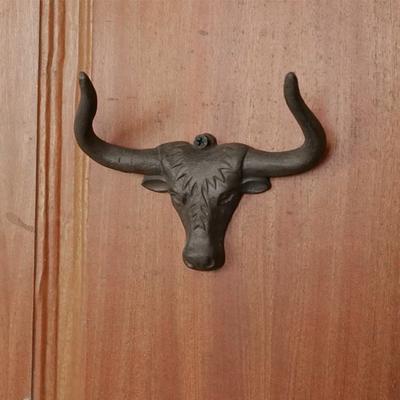 1/2 Stück Metall Kuhkopf Haken Vintage Gusseisen Cowboyhut Halter Mehrzweck Kleiderorganisator Longhorn Rind Wandhänger Western Wohnkultur