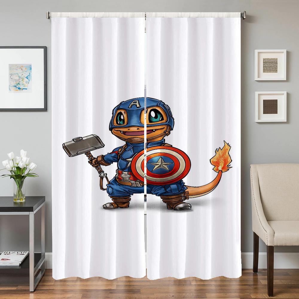 Home Interior Kitchen Curtains for Living Room 2 Pieces Blackout Curtains Door Curtain P-pokemon-n Partition Bedroom Decoration