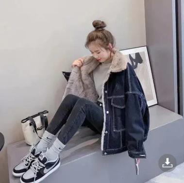 Damen Kapuzen-Jeansjacke mit langen Ärmeln Locker geschnitten Cropped Truckerjacke Koreanischer Pendlerstil Einreihiger Jean-Mantel