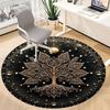 1pc Golden Mandala Life Tree Office Round Area Rug,  Mat Suitable For Office, Under Office Chairs Bedroom Living Room Home Decor, Room Deco