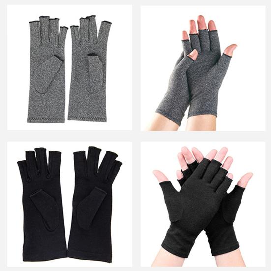 1 Pair Fitness Gloves Breathable Moisture Wicking Half Finger Open Fingers Effective Joint Pain Relief Three Sizes Optional Fingerless