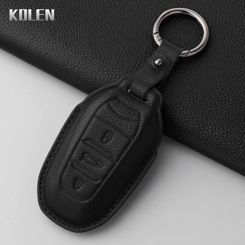 Genuine Genuine Leather Auto Key Fob Cover Case Fit For Peugeot 2008 3008 4008 5008 308 408 508 Citroen C1 C2 C4 C6 C3-Xr Picasso Grand Ds3 Ds5