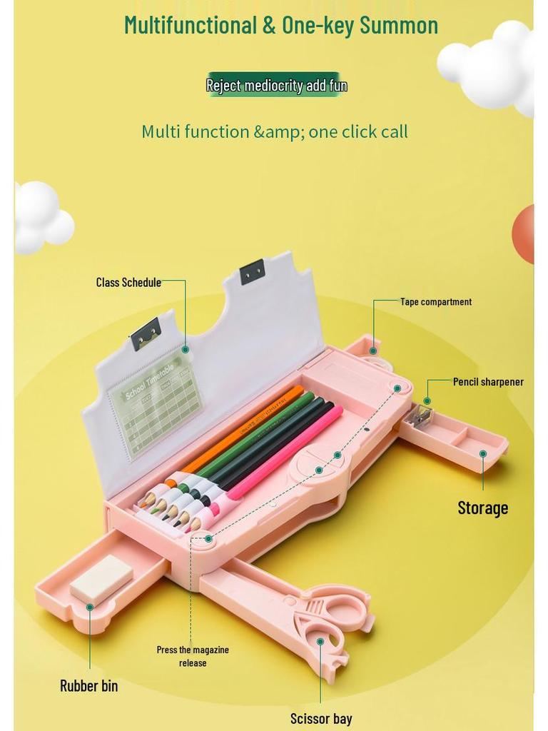 Multifunctional Large Capacity Double Layer Children's Pencil Case for Boys and Girls - Cute Plastic Box