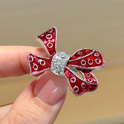 Anti-Light Fashion Full Diamond Bow Corsage Alloy Temperament Brooch Red Coat Badge Pin Niche