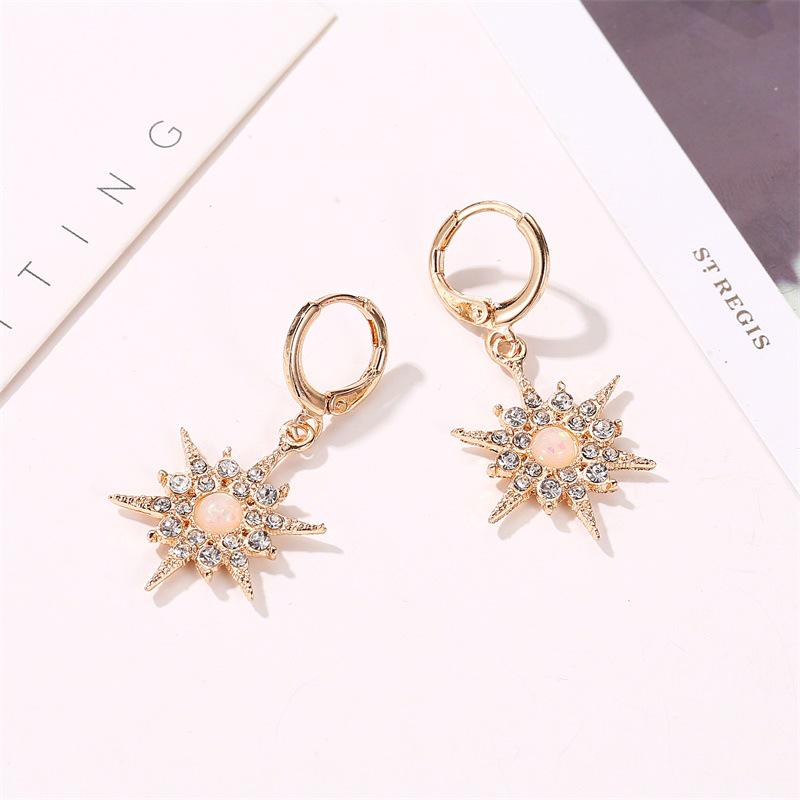 Fashion Net Red With Pendant Earrings Sun Flower Exaggerated Earrings Trend Female Accessories